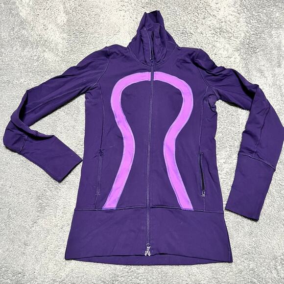 Lululemon In Stride Jacket Womens 4 Full Zip Purple Thumbholes ** - Picture 1 of 7